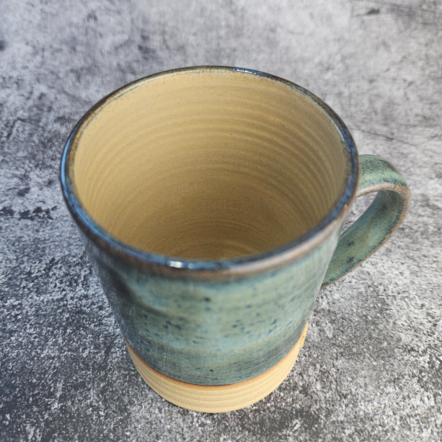 Speckled Blue on Buff Ribbed mug, Tall
