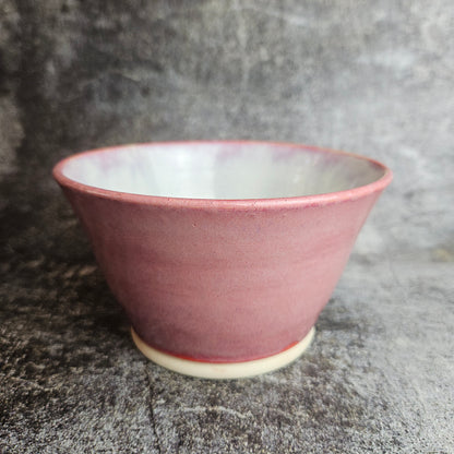 General purpose bowls, raspberry and white