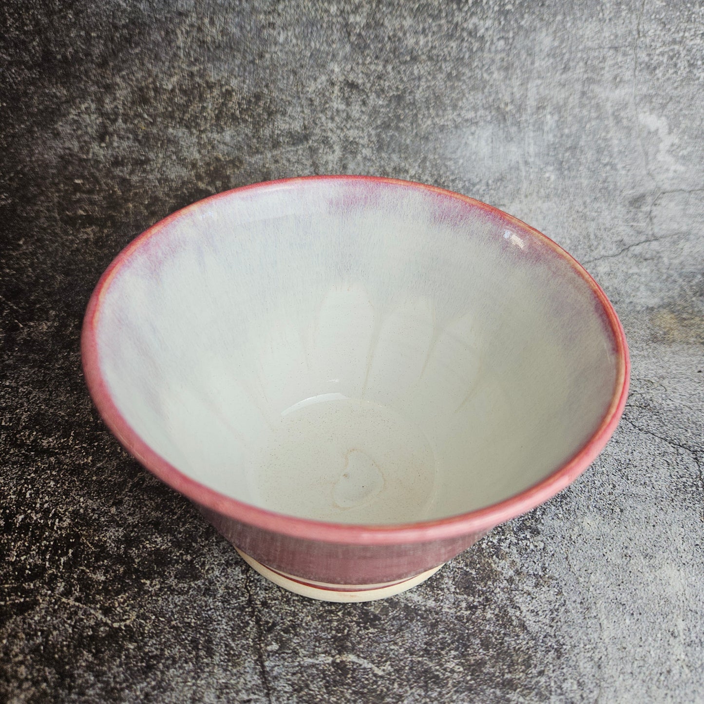 General purpose bowls, raspberry and white