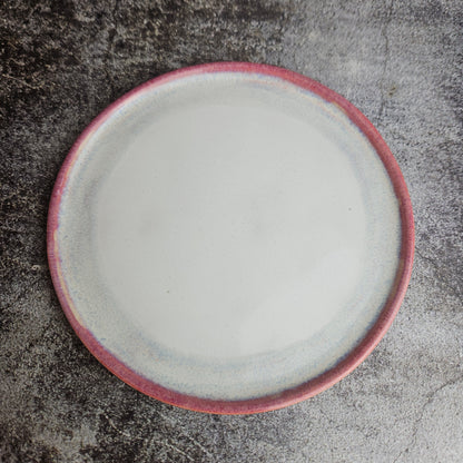 Side plate, raspberry and white