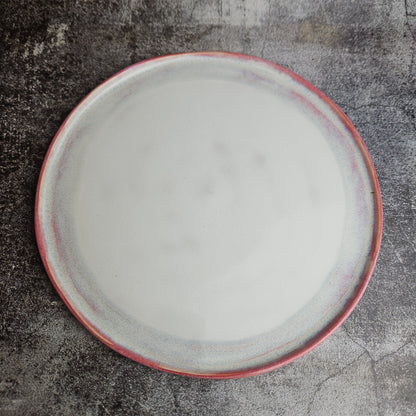 Dinner plate, raspberry and white