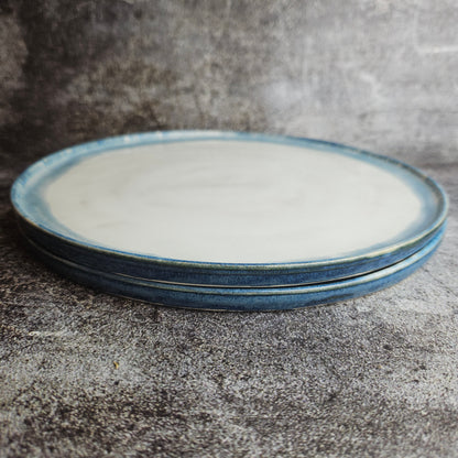 Dinner plate, bayou blue and white