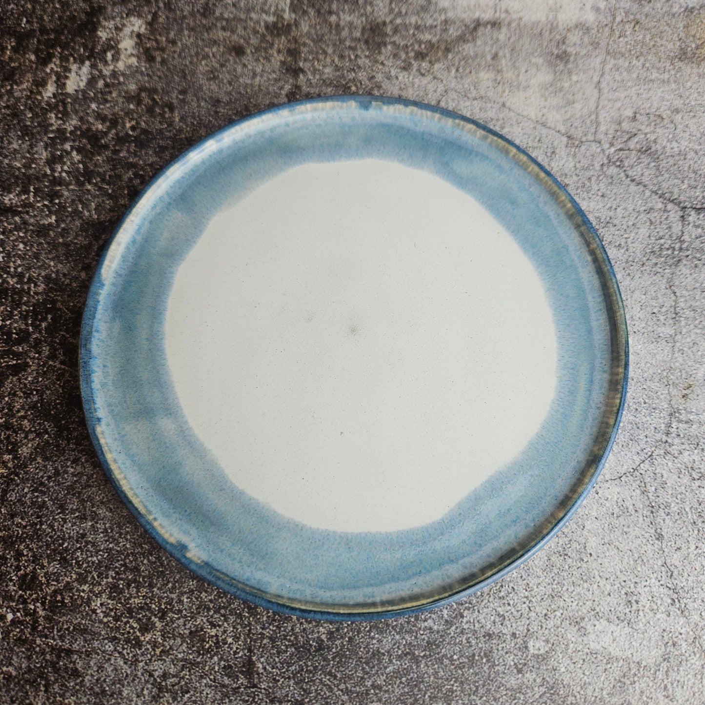 Side plate, bayou blue and white
