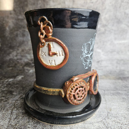 Steampunk top hat vase