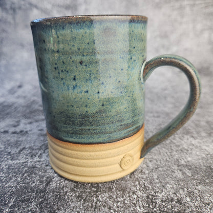 Speckled Blue on Buff Ribbed mug, Tall