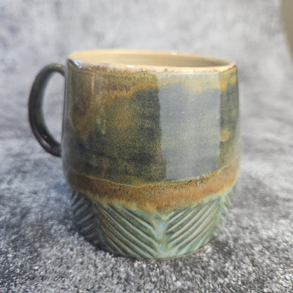 Carved rustic mug, small