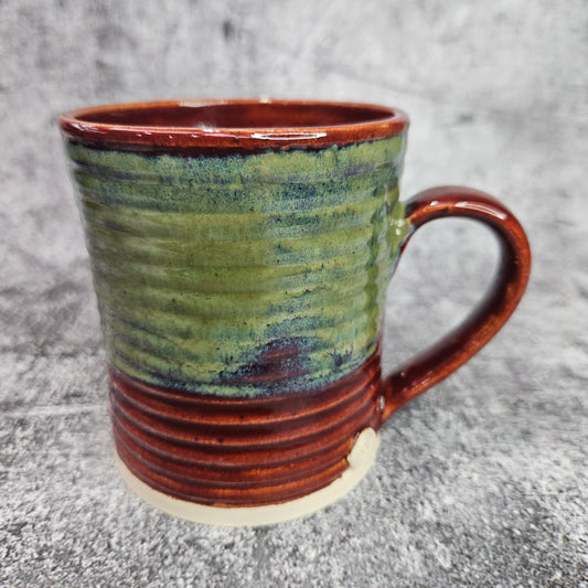 Green & Red Fully Ribbed Mug