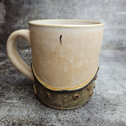 Steampunk inspired gas mask mug