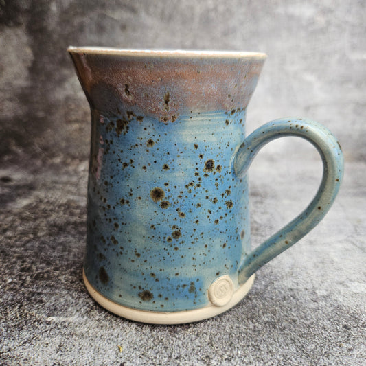 Tall Tankard, blue speckled mug