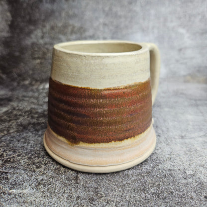 Short tankard, copper and white mug